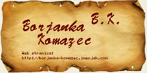 Borjanka Komazec vizit kartica